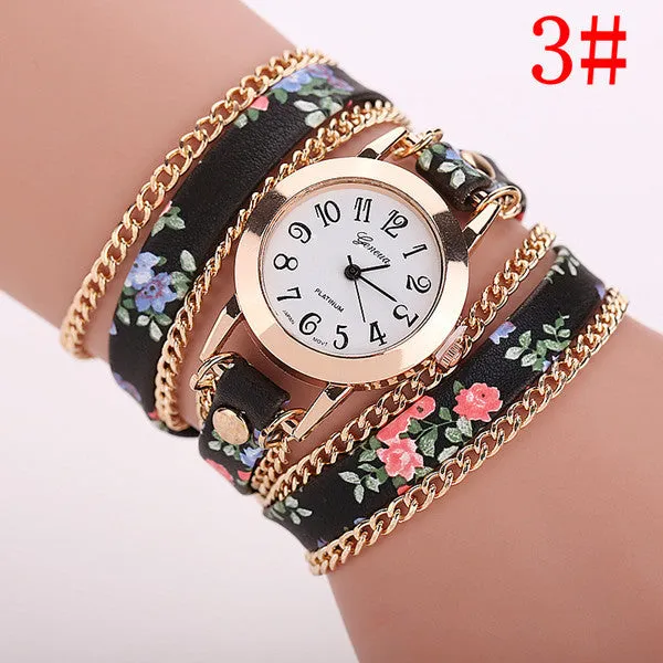 New Style Women Geneva Watch Leather Luxury Bracelet Wristwatch Dress Watches Women Quartz Watches Fashion Casual Watch