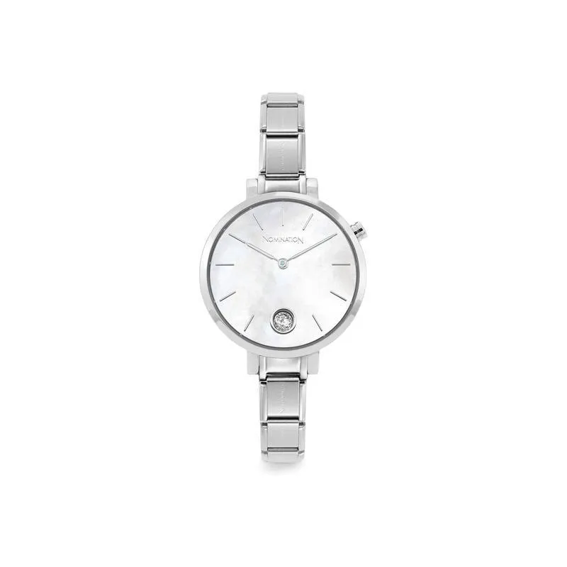 Nomination Composable Paris Watch, Mother Of Pearl Stone, Cubic Zirconia, Stainless Steel