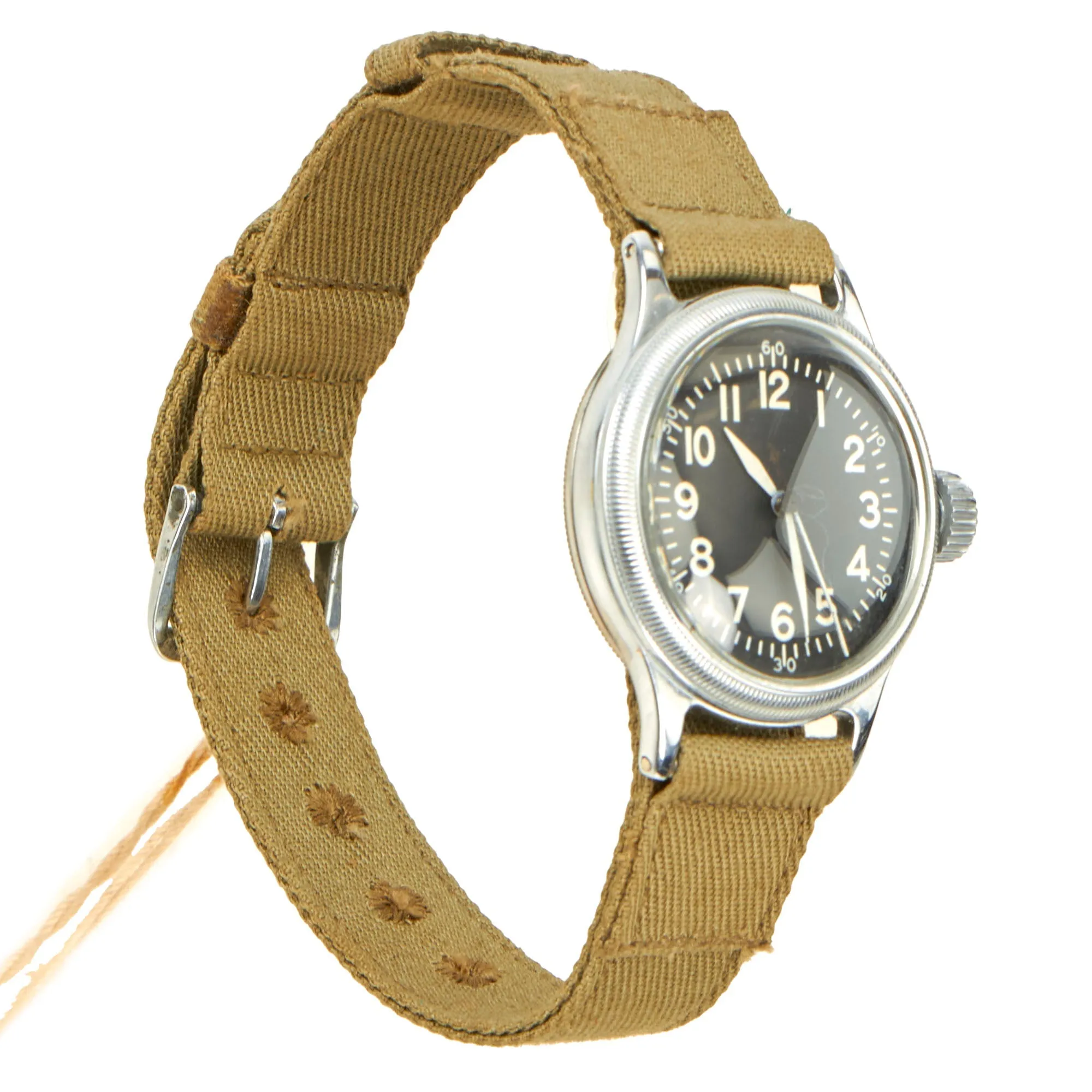 Original U.S. WWII New Old Stock A-11 USAAF Wrist Watch by Elgin With Factory Tag - Serial # T424462 (1944)