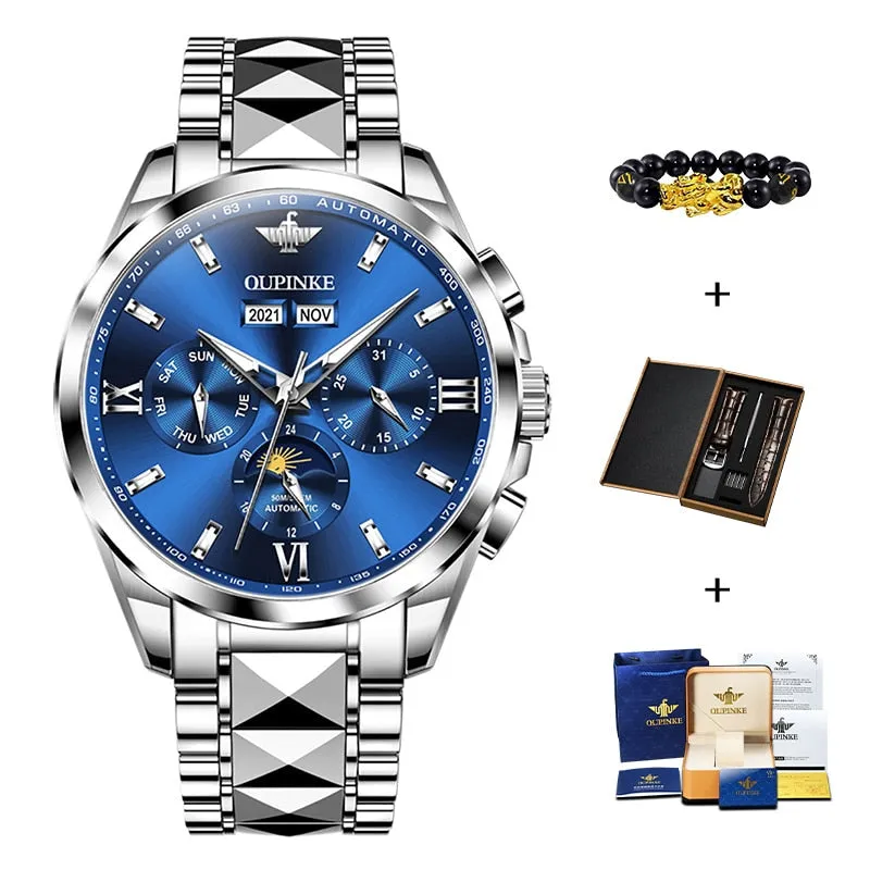 OUPINKE Watch for Men Automatic Mechanical Watch Waterproof Sapphire Mirror Man Business Wristwatch Top Brand Luxury Moonswatch