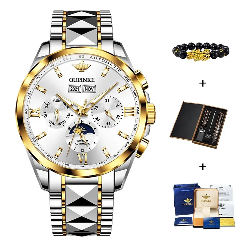 OUPINKE Watch for Men Automatic Mechanical Watch Waterproof Sapphire Mirror Man Business Wristwatch Top Brand Luxury Moonswatch