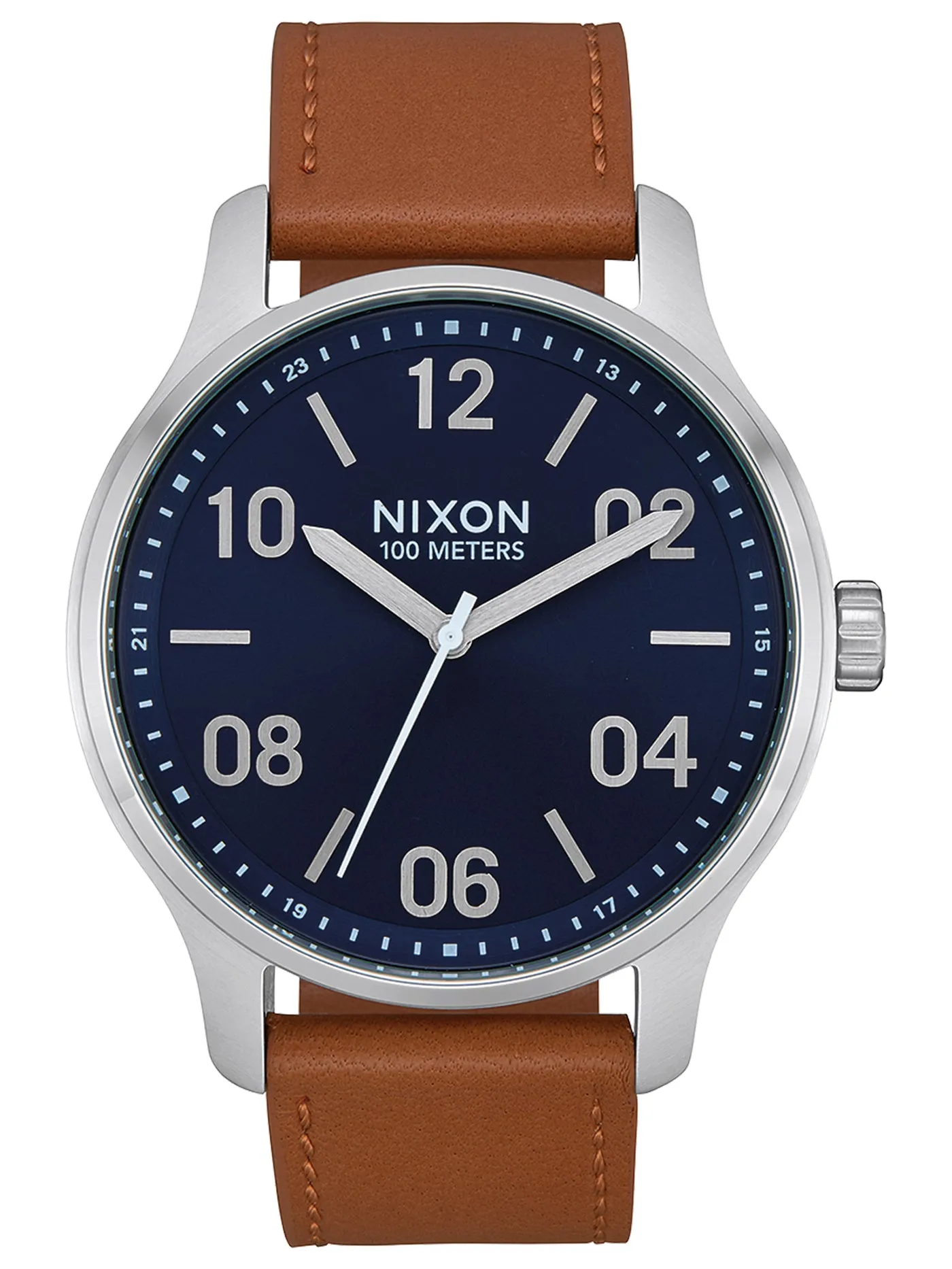 Patrol Leather Navy/Saddle Watch