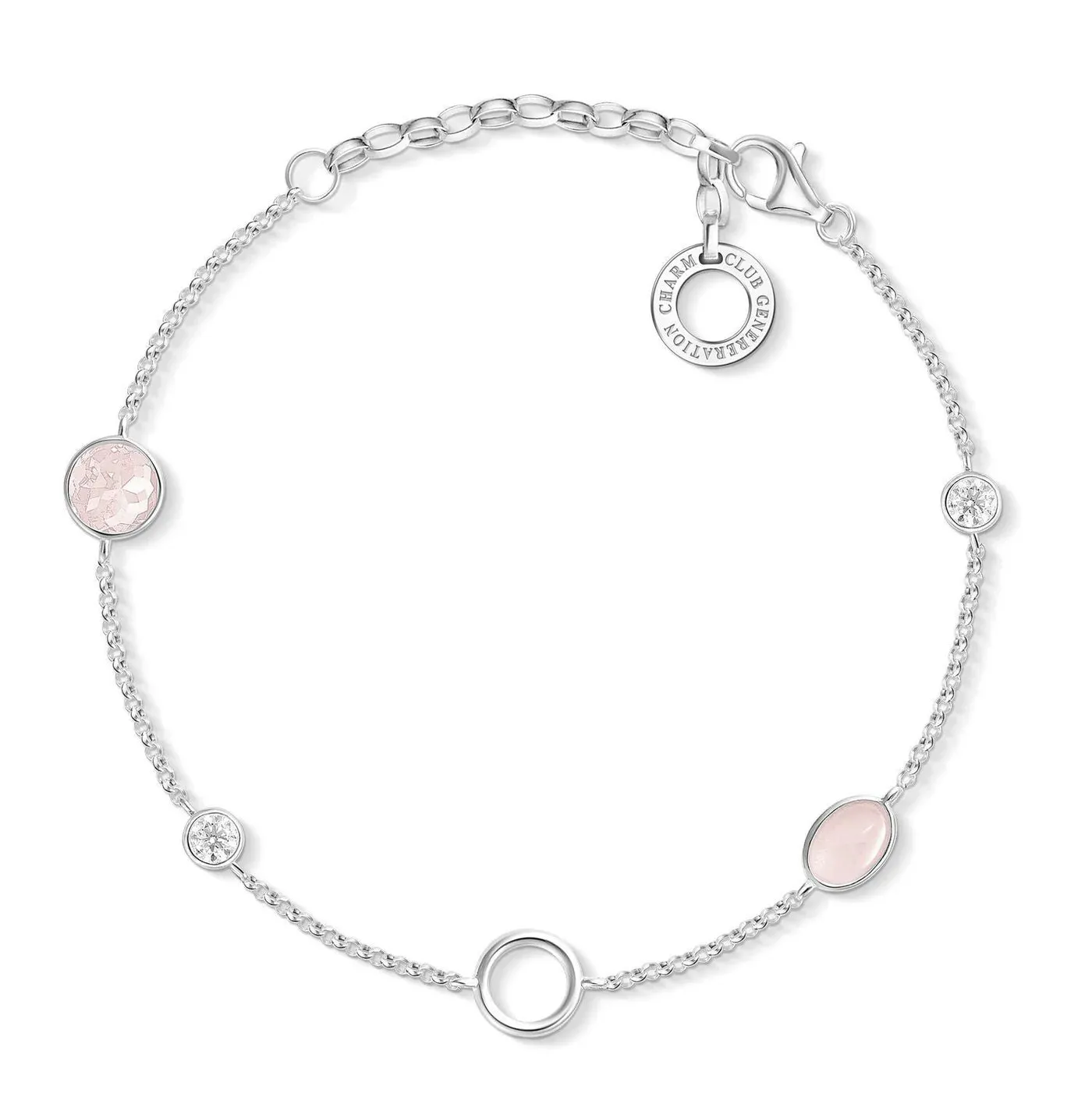 Pink Stone Silver Bracelet