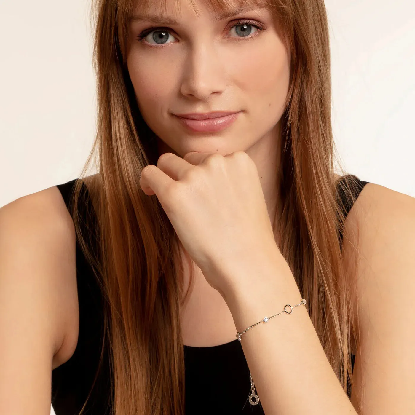 Pink Stone Silver Bracelet