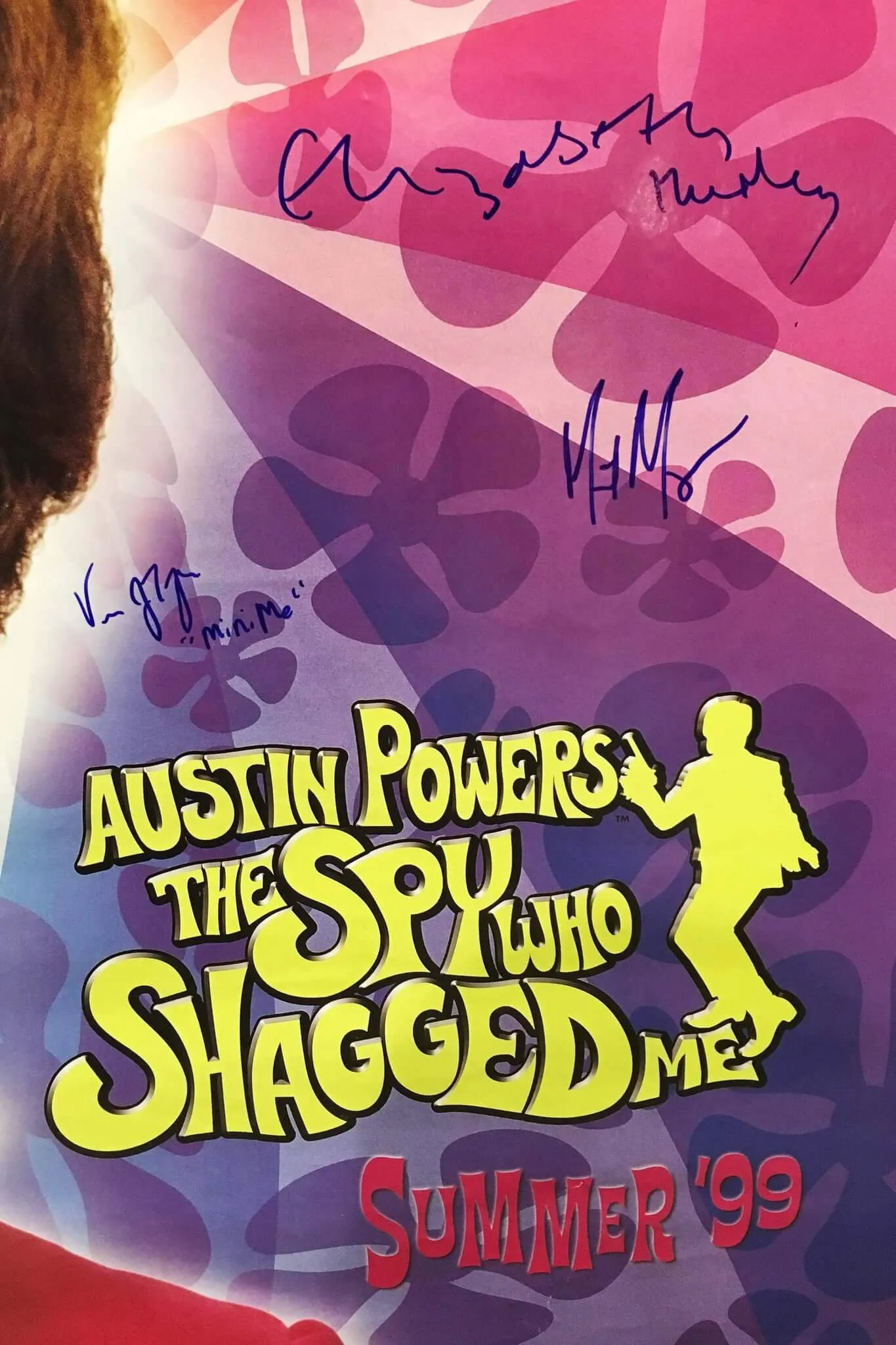 "Austin Powers: The Spy Who Shagged Me" 1999 Movie Poster Signed by Mike Myers Elizabeth Hurley Verne Troyer - $600.00 VALUE*