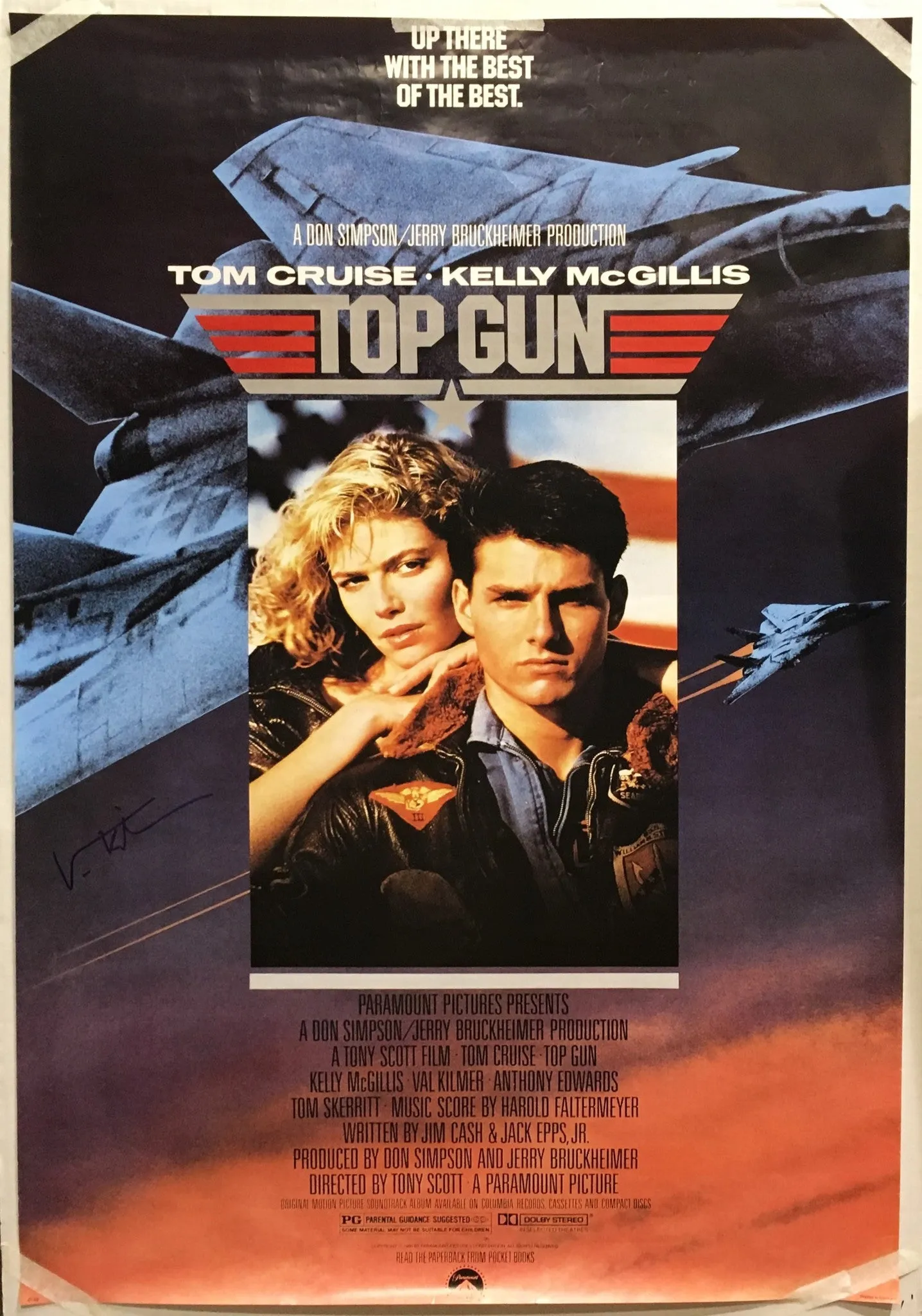 "Top Gun" 1986 Movie Poster Autographed Signed by Val Kilmer - $2K VALUE