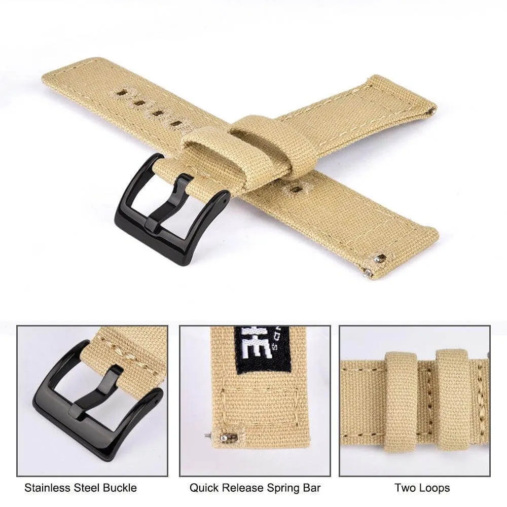 Ritche Khaki Canvas Quick Release Black Buckle