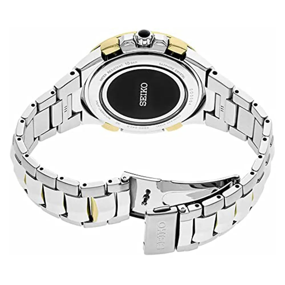 Seiko Mens Green Dial Silver Band Stainless Steel Japanese Quartz Watch - SSG022