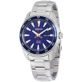 Seiko Solar Blue Dial Stainless Steel Men's Watch SNE391