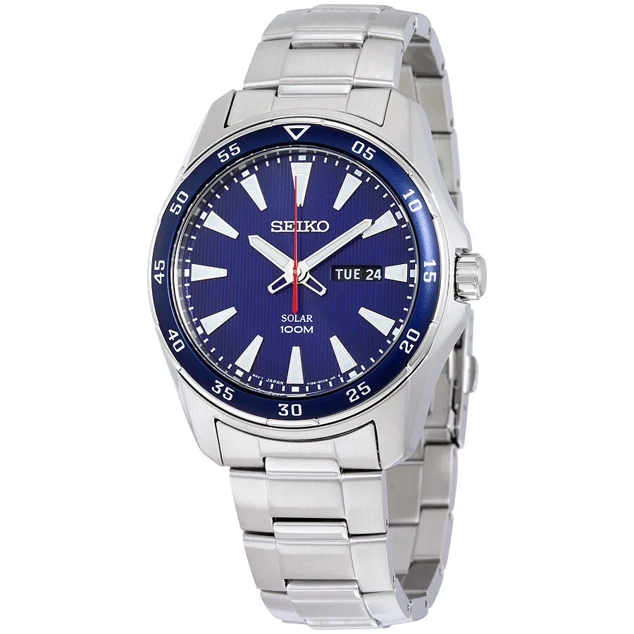 Seiko Solar Blue Dial Stainless Steel Men's Watch SNE391