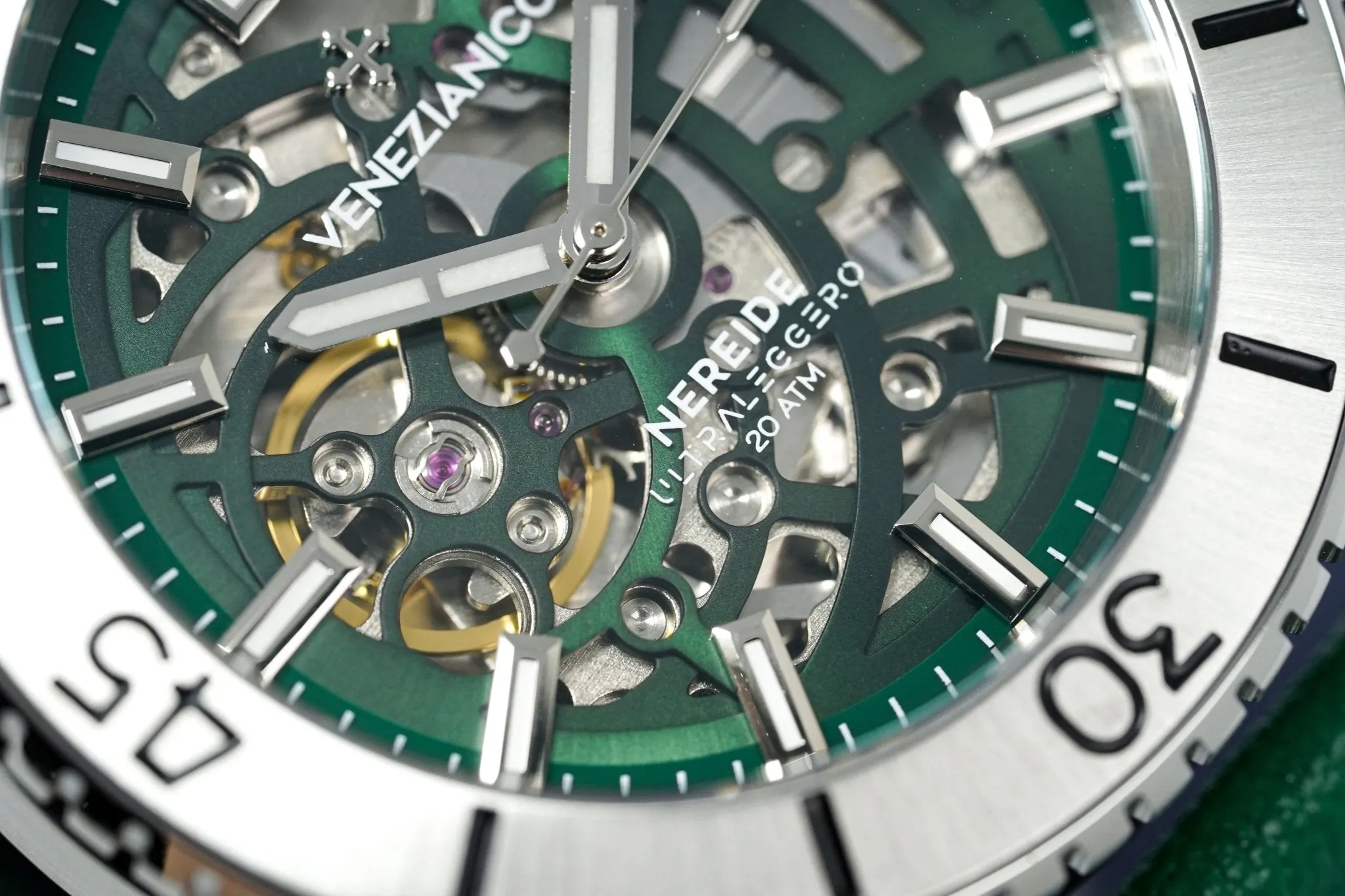 Venezianico Automatic Watch Nereide UltraLeggero Skeleton Green 3921501