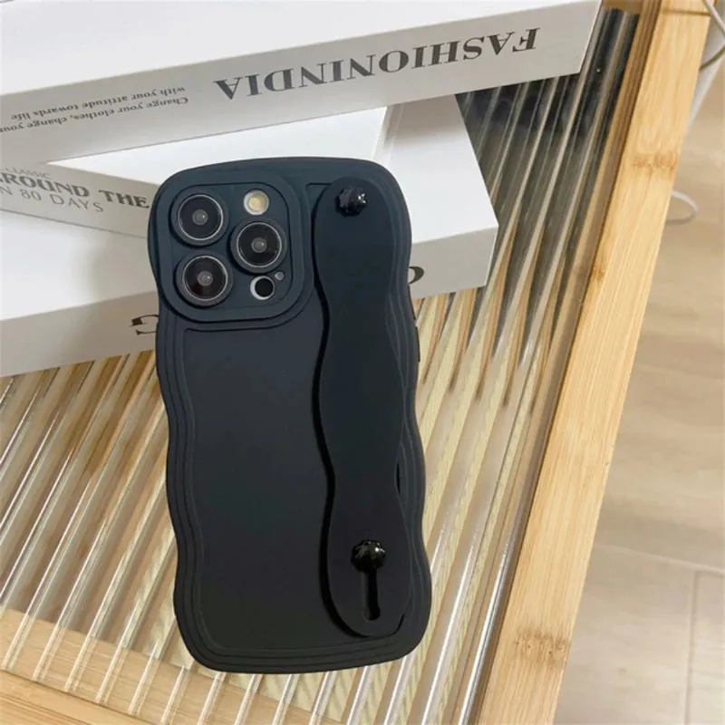 Wavy Edge Shockproof Wrist Strap Case For iPhone