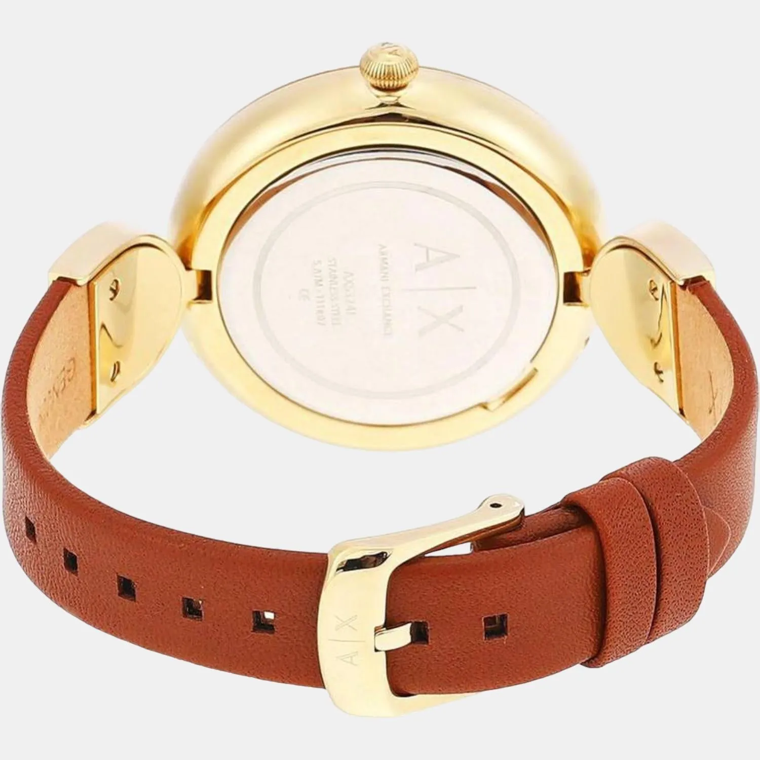 Women's Gold Analog Leather Watch AX5324