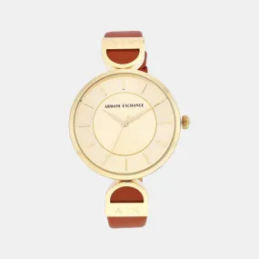 Women's Gold Analog Leather Watch AX5324